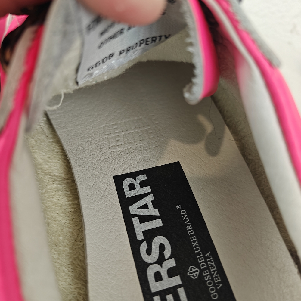 Golden Goose Super-Star Neon Pink Glitter Star Sneakers Sz 40 (9-9.5) Leopard - Picture 16 of 16